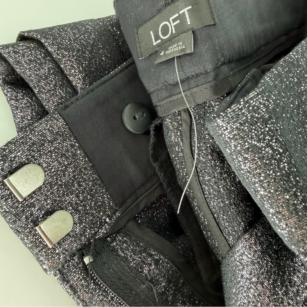 LOFT Riviera Shimmering Gray Silver Metallic Pants Womens Size 4 - Picture 10 of 10